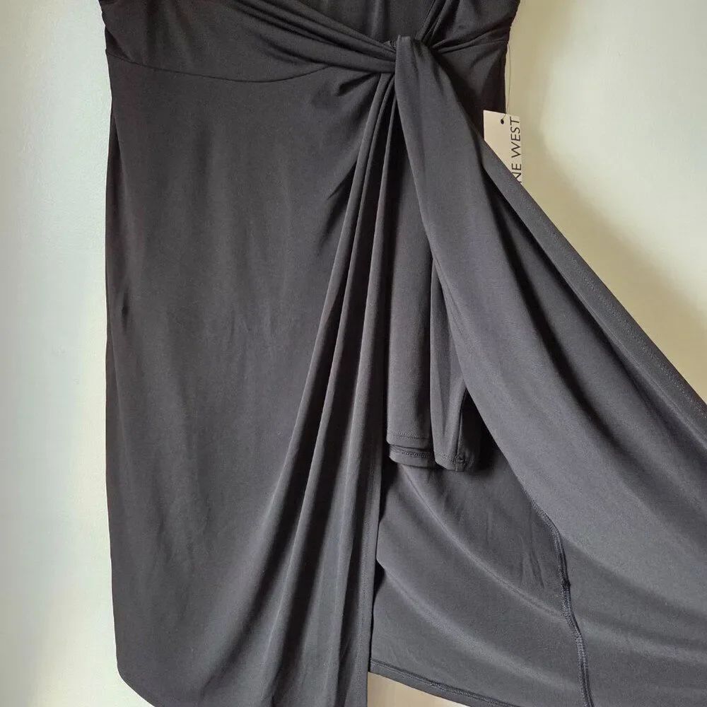 NWT NINE WEST BLACK WRAP / TIE STYLE MIDI SKIRT SIZE XL - Picture 2 of 16